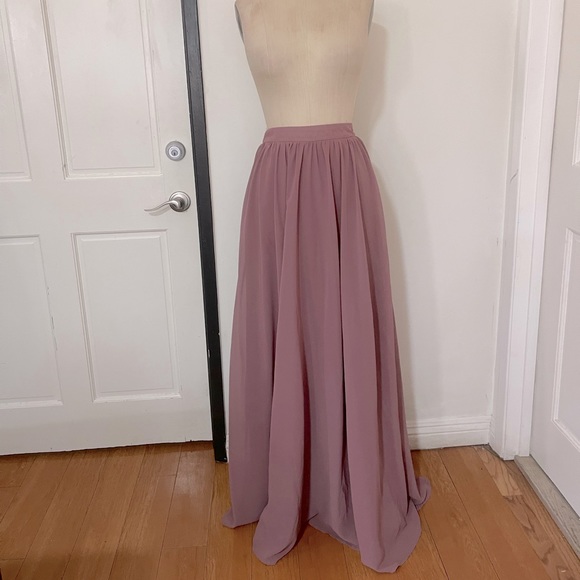Windsor Maxi Prom Dust Pink Chiffon Organ Skirt Swing A-Line Skirt - Picture 5 of 9
